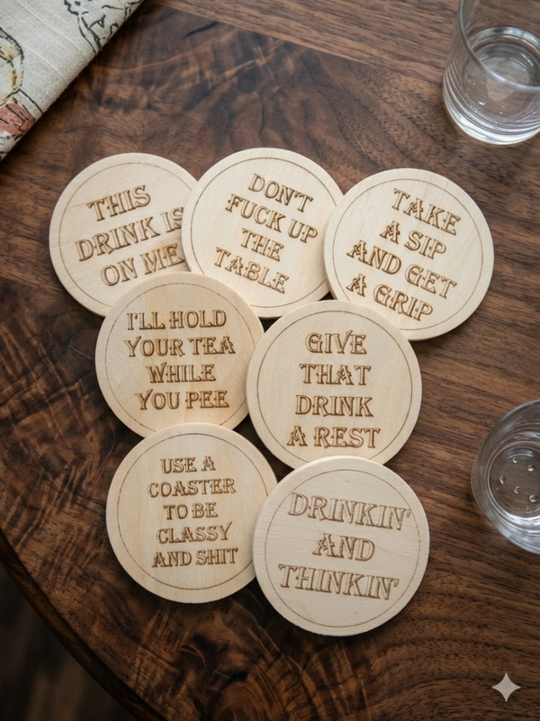 Quirky Personalised Wooden Coasters