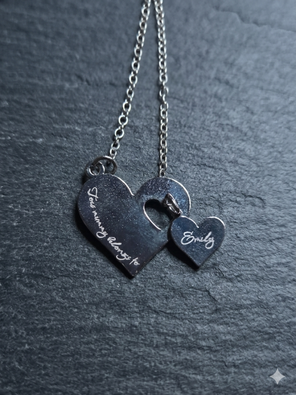Stainless Steel Double Heart Pendant Necklace