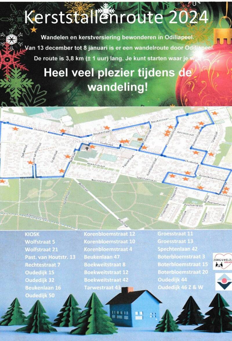Poster met de kerststallenroute van dit jaar, 2024