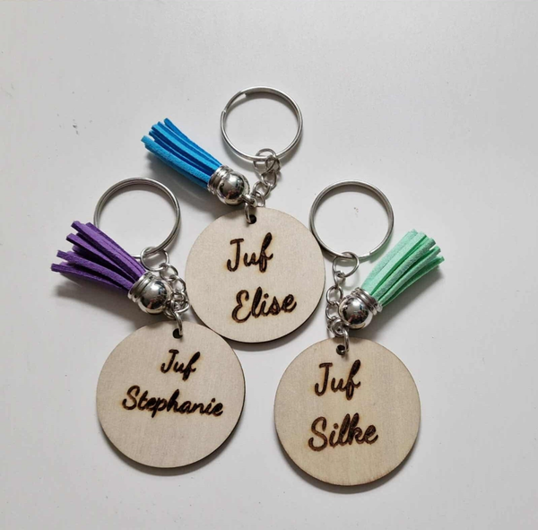 Houten sleutelhanger - gepersonaliseerd