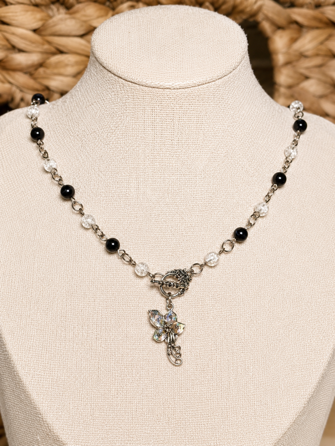 Blue Tiger’s Eye and Crackle Quartz Necklace
