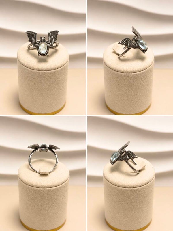 Gothic Bat Gem Ring
