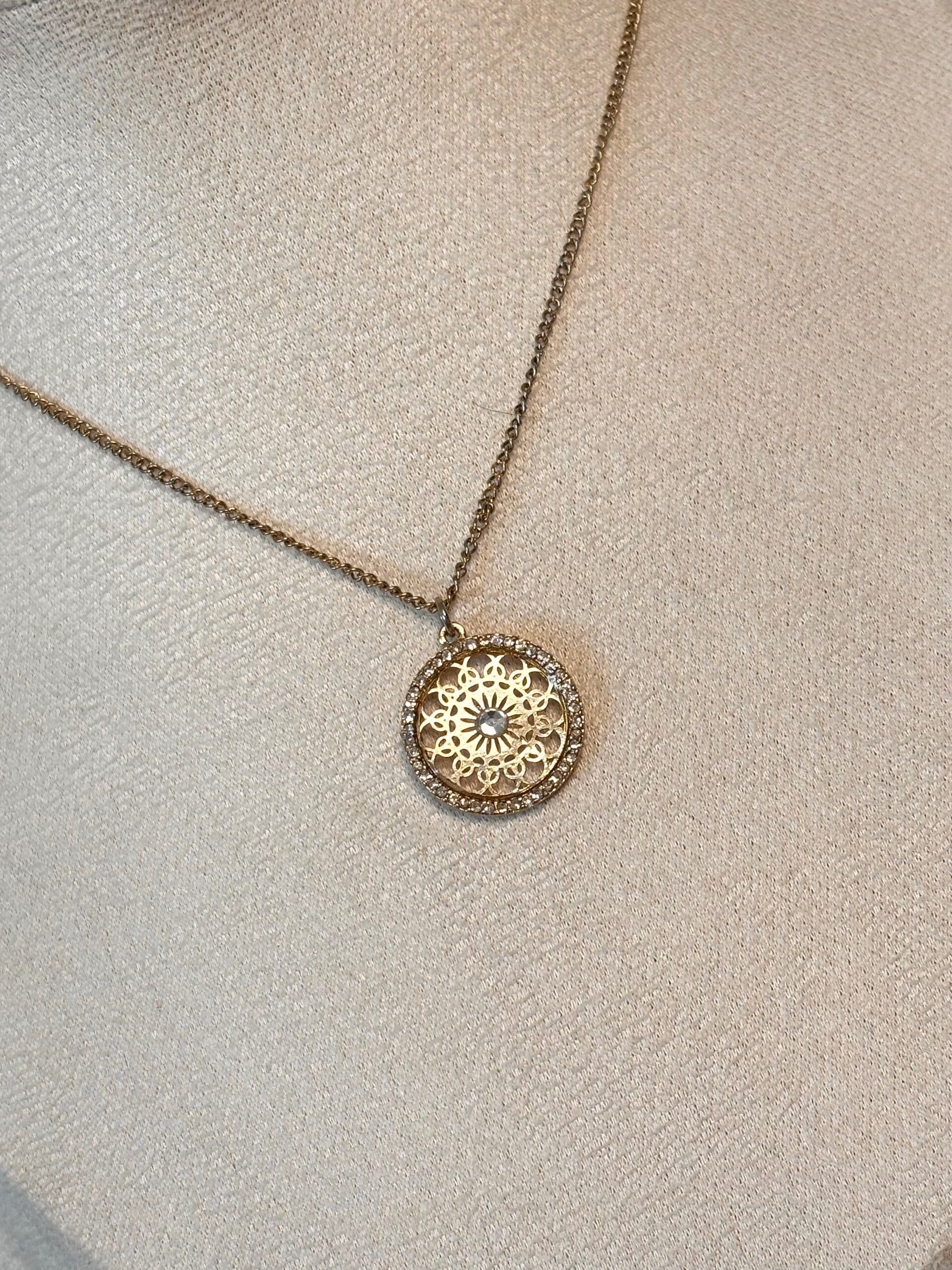 Gold tone Mandala Pendant Necklace