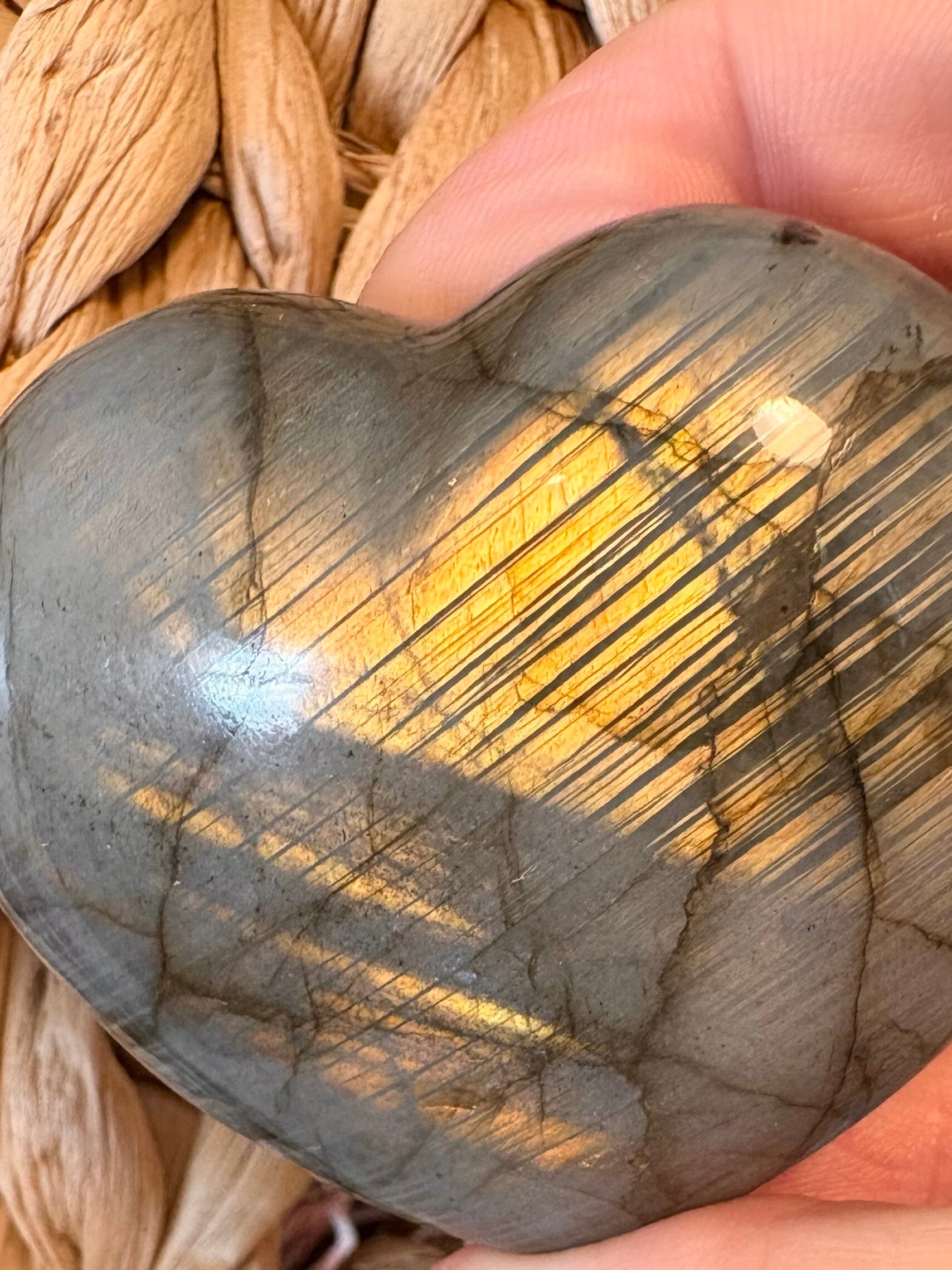 AAA Grade Golden Labradorite Heart – 98g