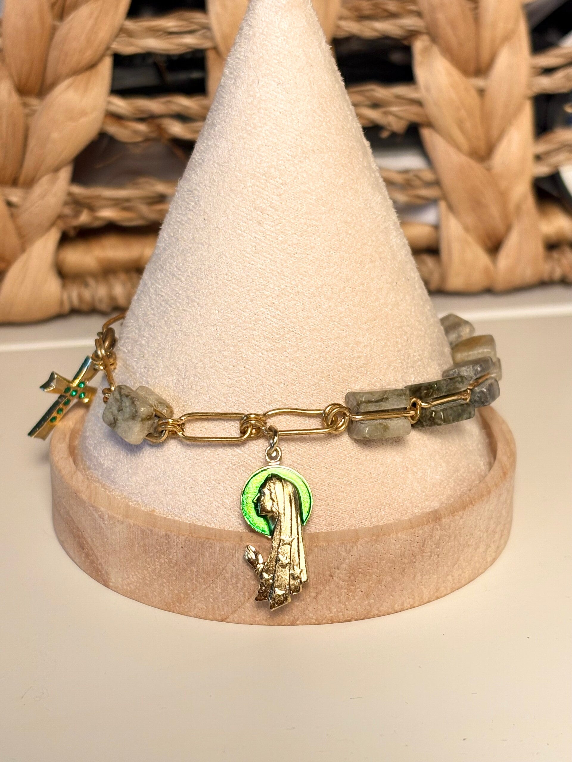 Vintage Connemara Marble Single Decade Rosary Bracelet