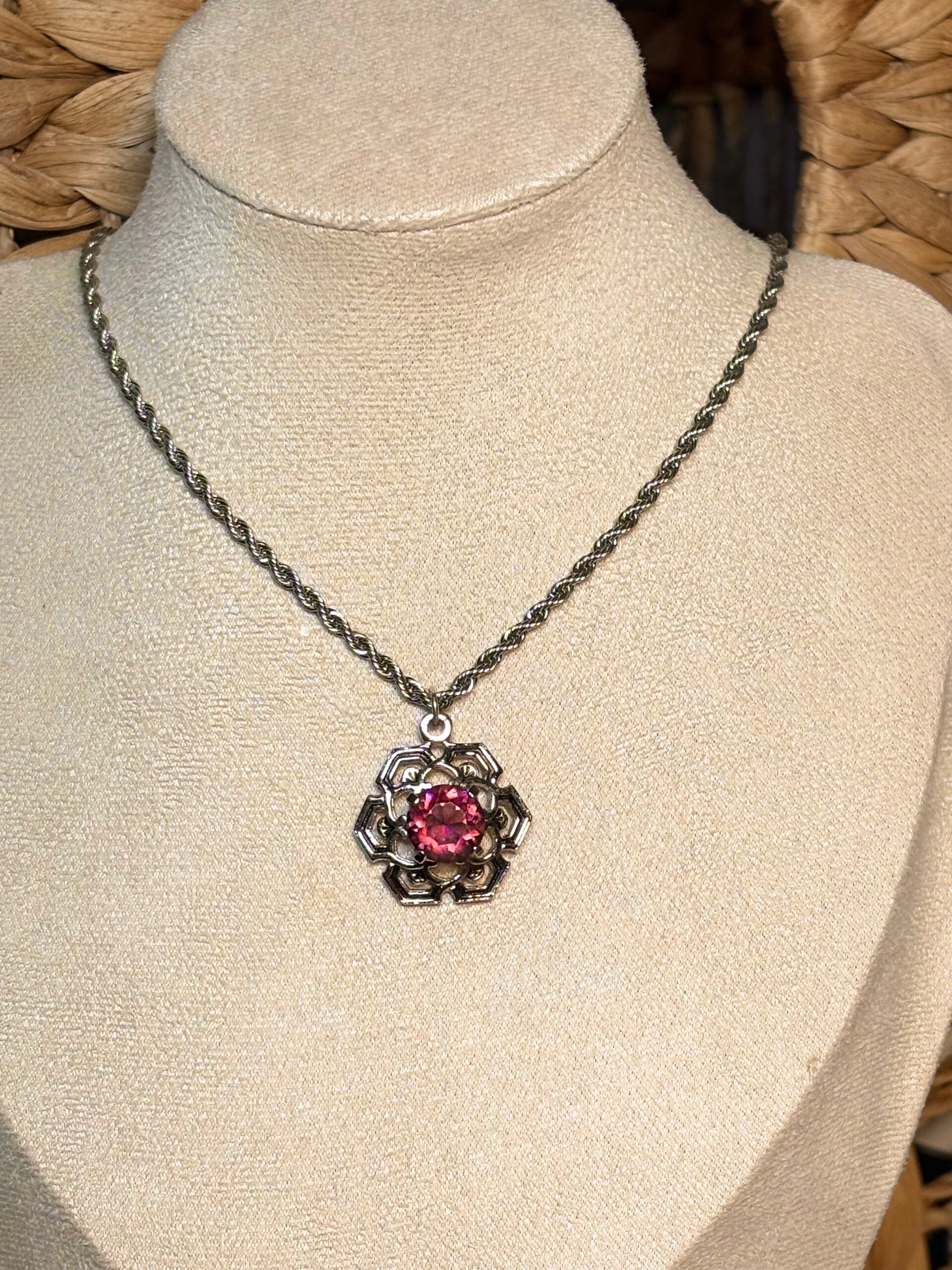 Vintage-Inspired Hexagonal Pendant Necklace