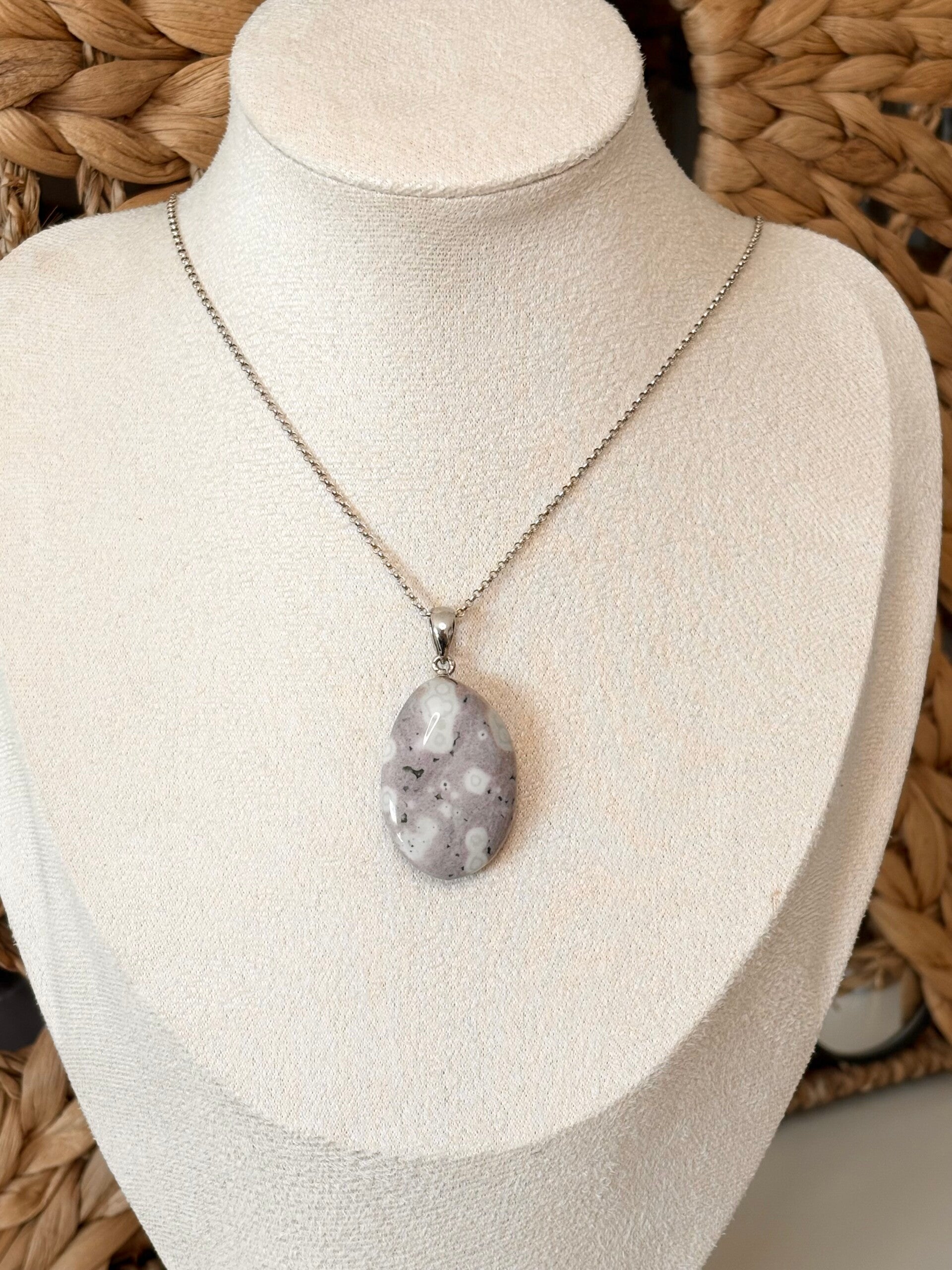 Ocean Jasper Pendant Necklace | s925 Chain