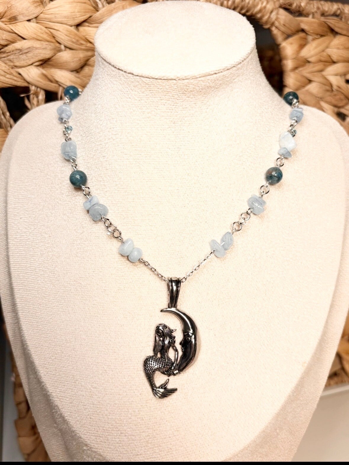 Handmade Mermaid and Moon Necklace