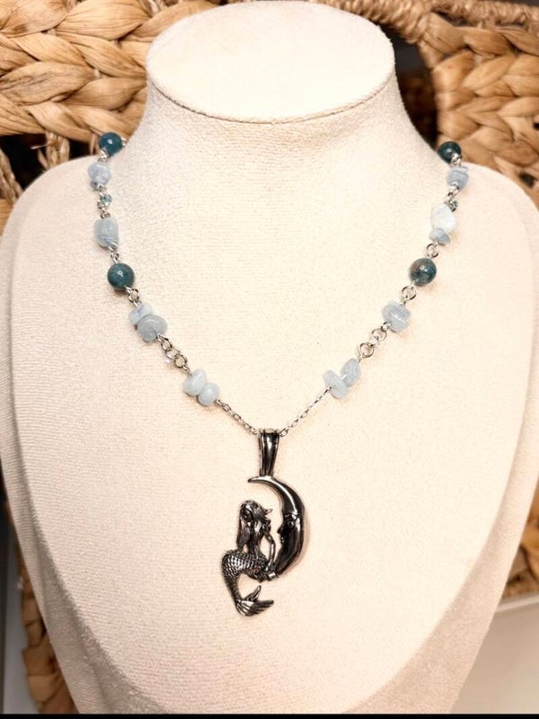 Handmade Mermaid and Moon Necklace