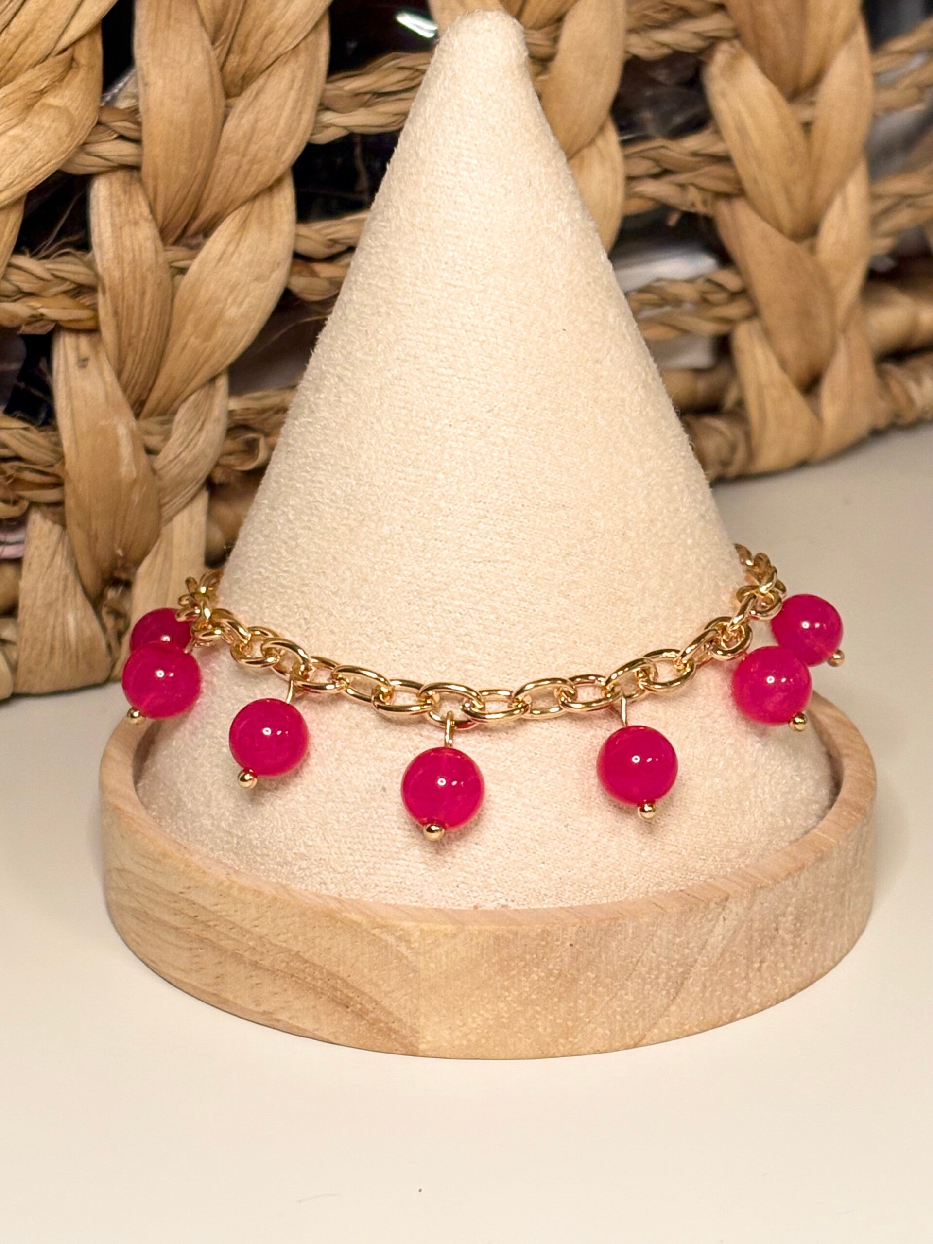Pink Dyed Agate Bracelet