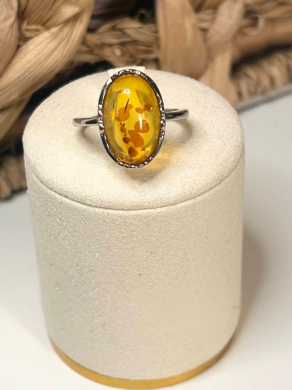 Amber adjustable statement ring