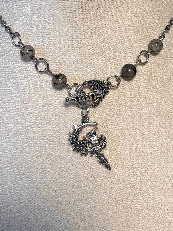 Handmade Witch on the Moon Necklace
