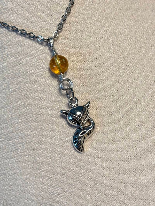 Handmade Citrine Fox Necklace