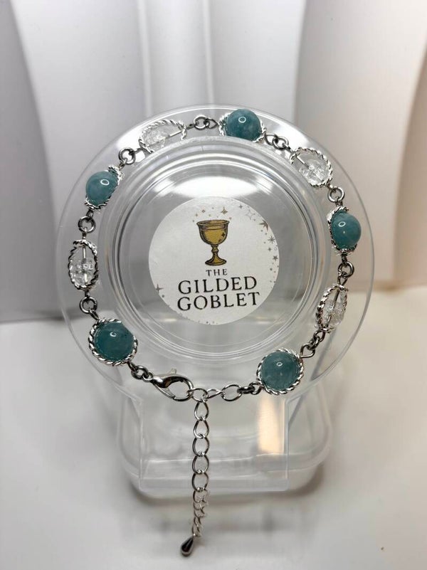 Blue Chalcedony and Crackle Quartz Bracelet
