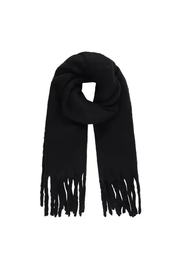 Warme wintersjaal effen kleur zwart Polyester