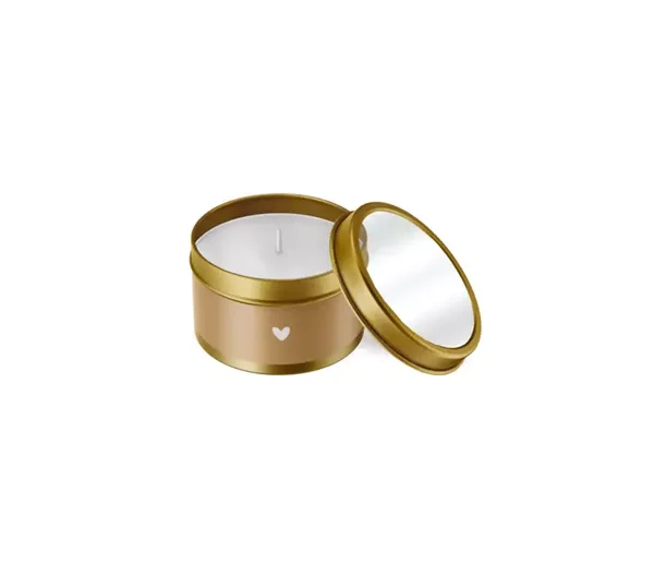 Geurkaars in blik | Bruin & Wit Hartje