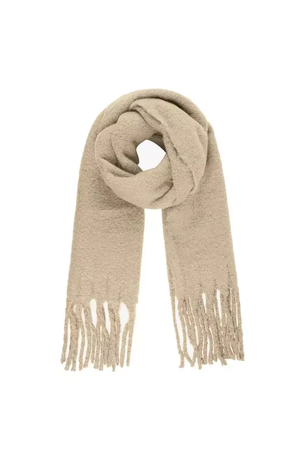 Warme wintersjaal effen kleur beige Polyester