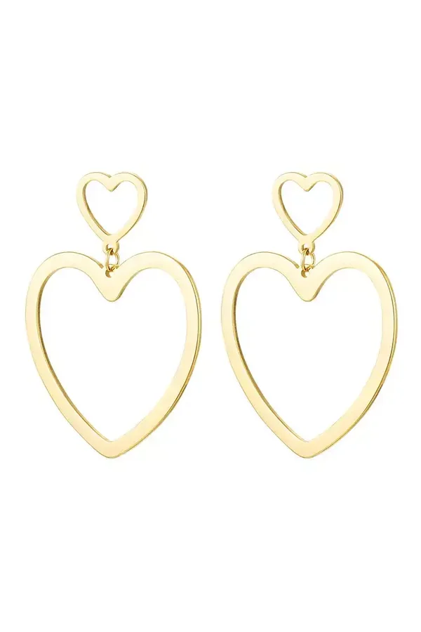 Hart oorbellen Goud Stainless Steel