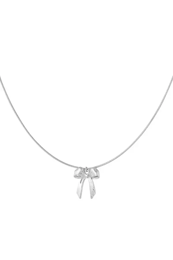 Klassieke ketting met grote strik - Zilver kleur