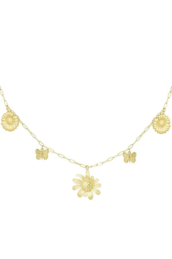 Bedelketting flowerlicious - Goud kleur