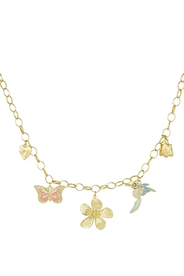 Bedelketting wild floral - Goud kleur
