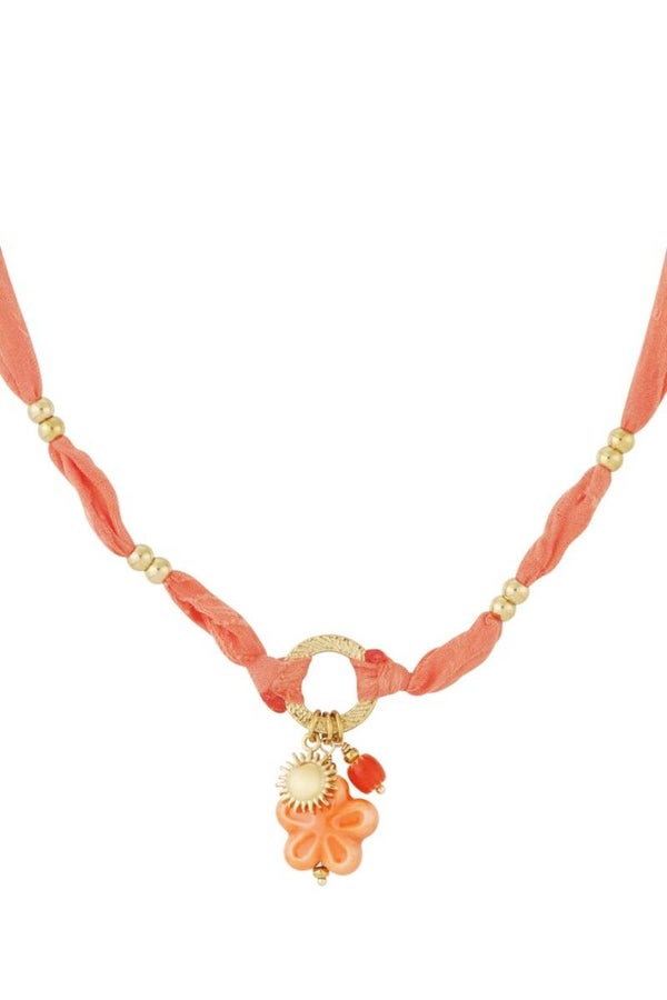 Sunny Floral Necklace - Orange & Gold Color