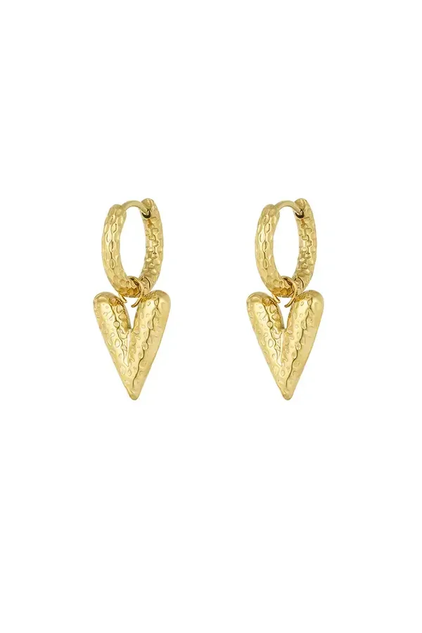 Love on top oorbellen met structuur - goud Stainless Steel
