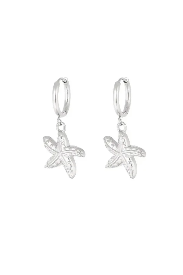 Oorbellen special starfish - zilver