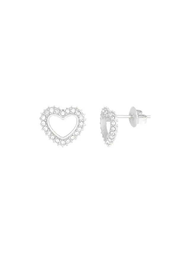 Diamant hart studs - zilver