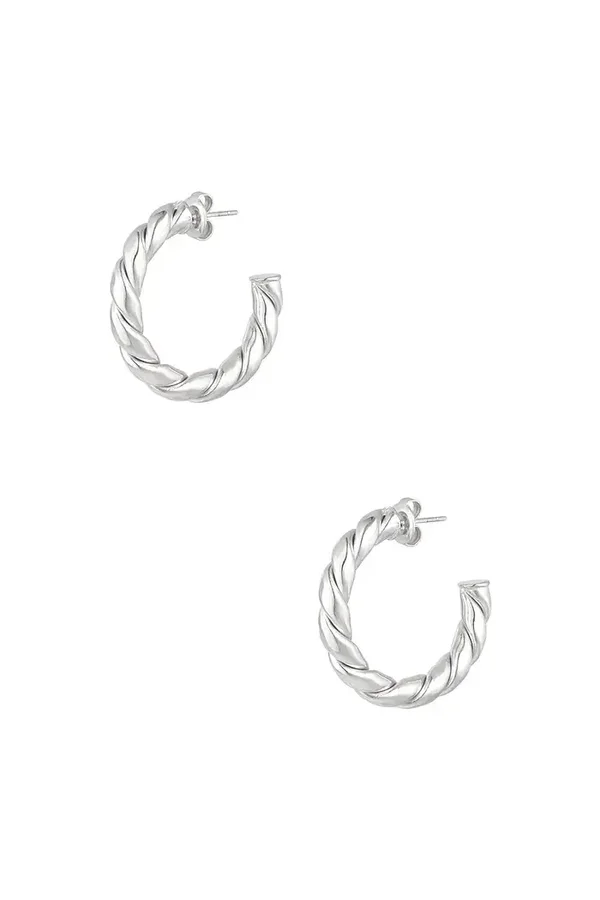 Earrings twisted basic small - silver