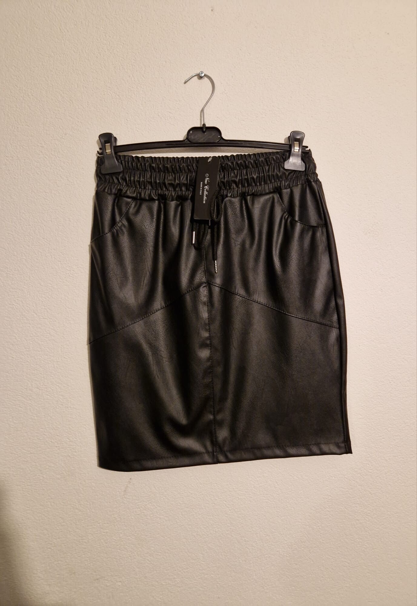 Zwarte faux leather rok