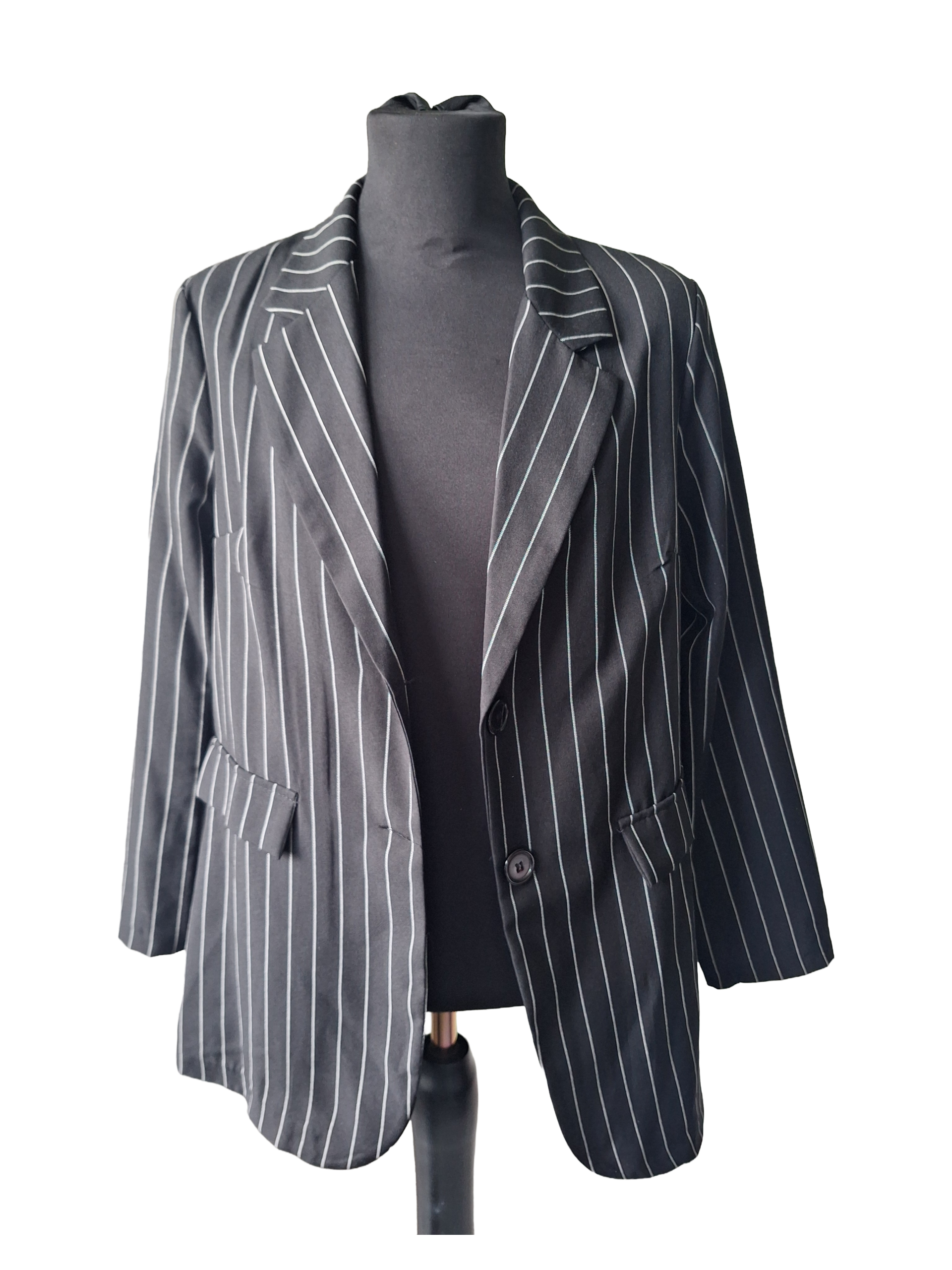 Zwart-Wit Gestreepte Blazer