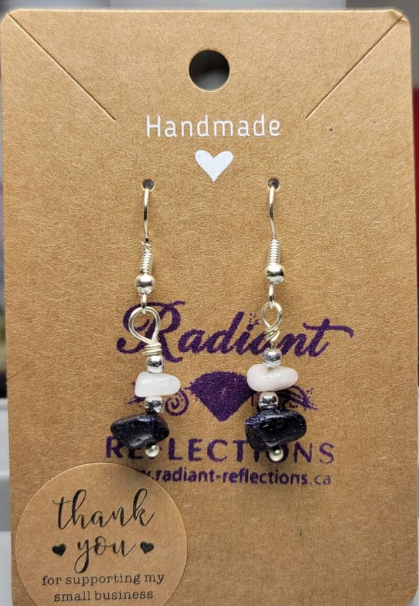 Blue Goldstone & Quartz Earrings