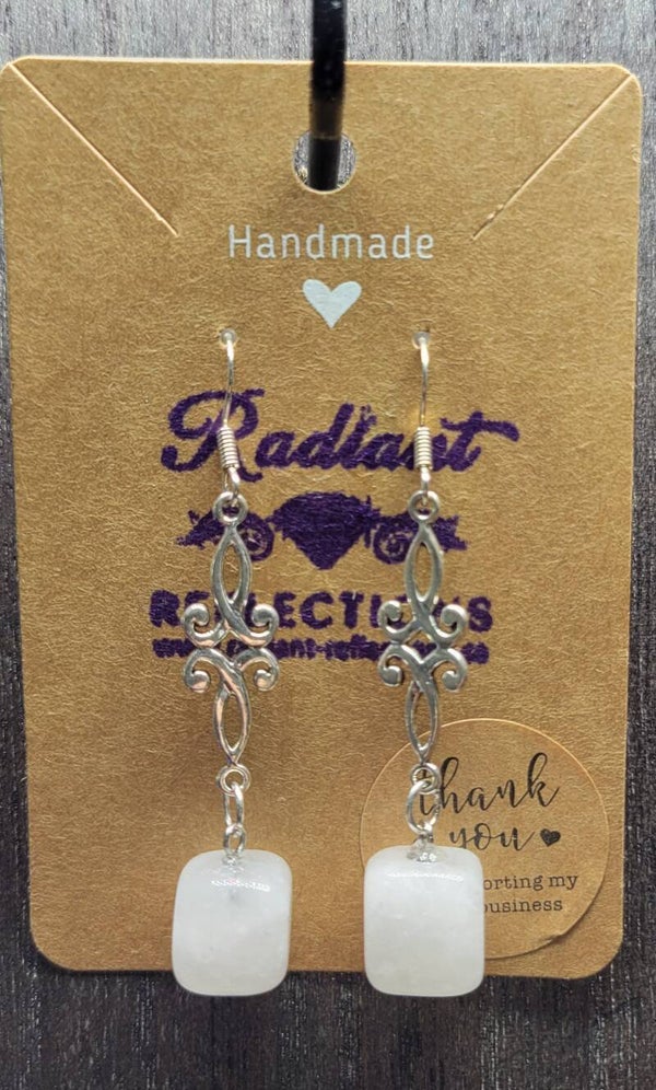 White Quartz Celtic Loop Earrings