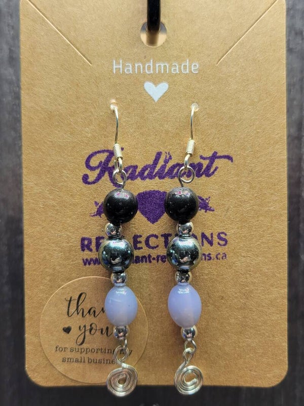 Blue Agate Scroll Earrings