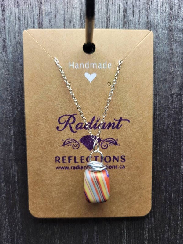 Marbled Glass Fusion Necklace - Striped