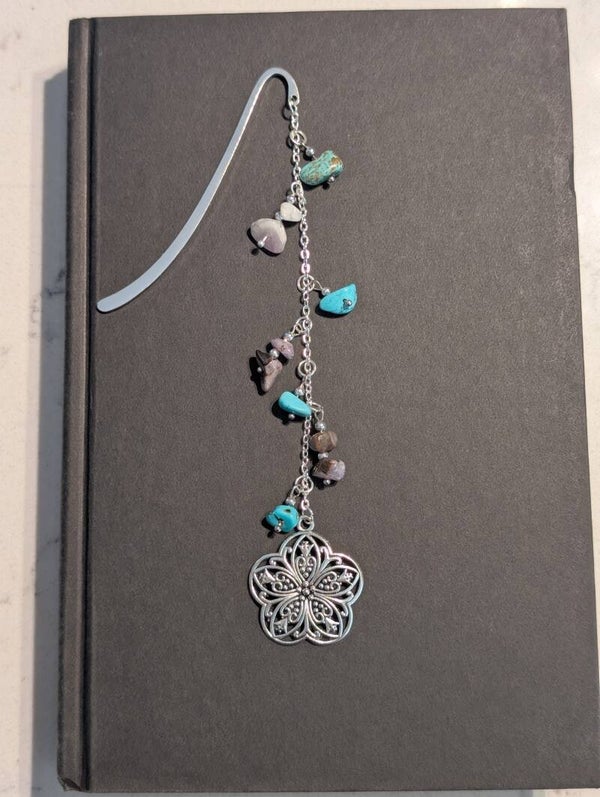 Bookmark - Turquoise & Amethyst Flower