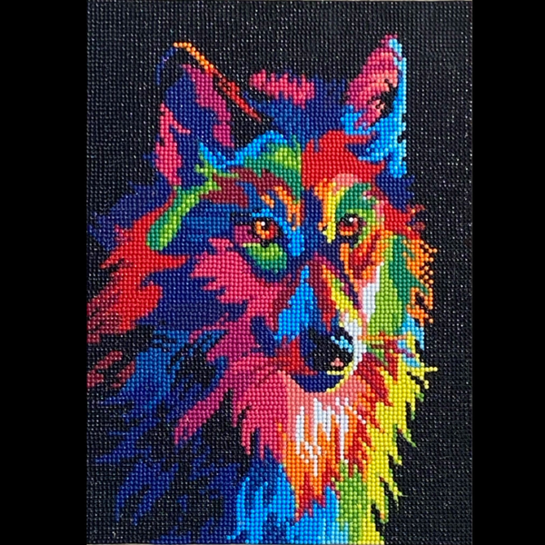 Toile loup multicolore