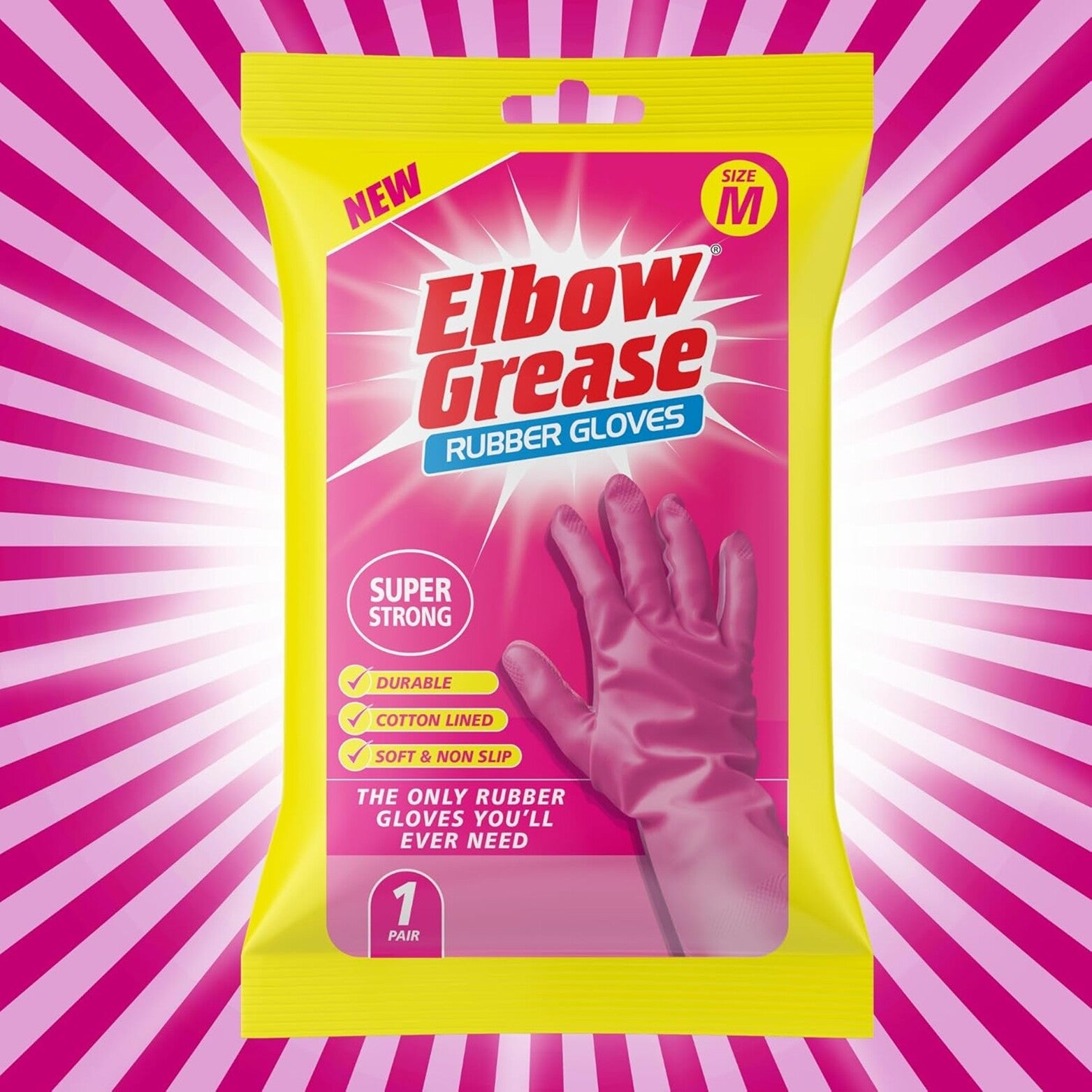 Elbow Grease Pink Super Strong Rubber Gloves