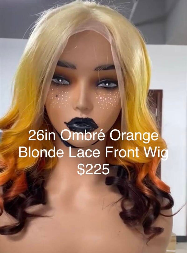 26in Ombré  Orange  Blonde Lace Front