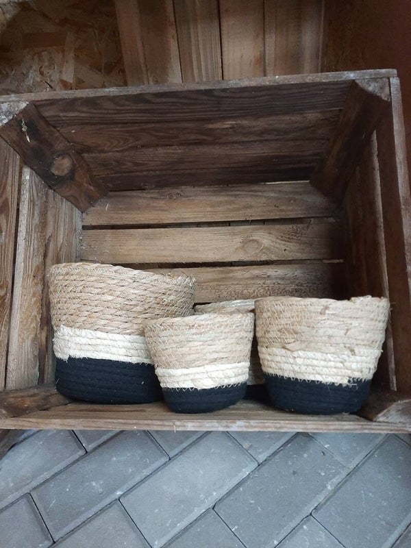 Rieten mand naturel zwart diverse maten