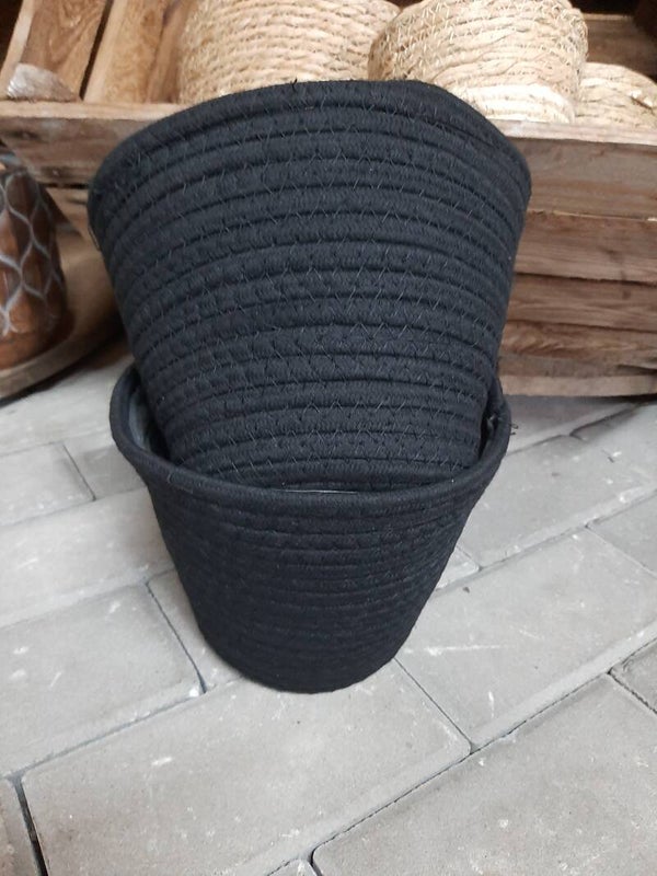 Stoffen bloempot zwart maat L