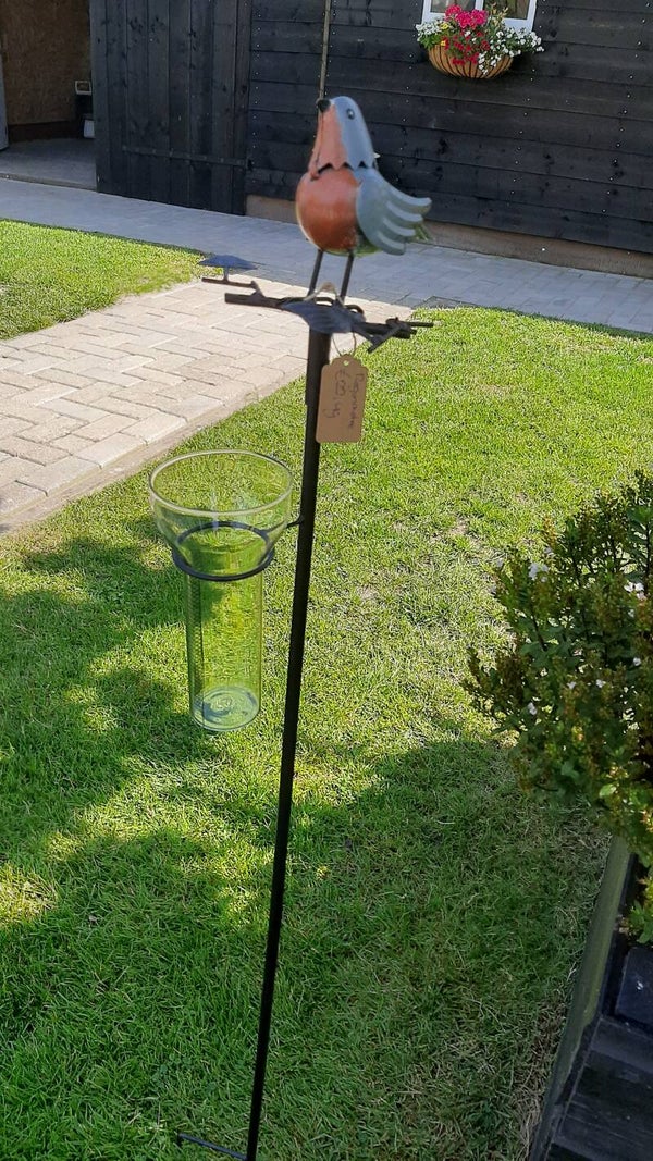 Regenmeter vogel roodborstje 115cm hoog