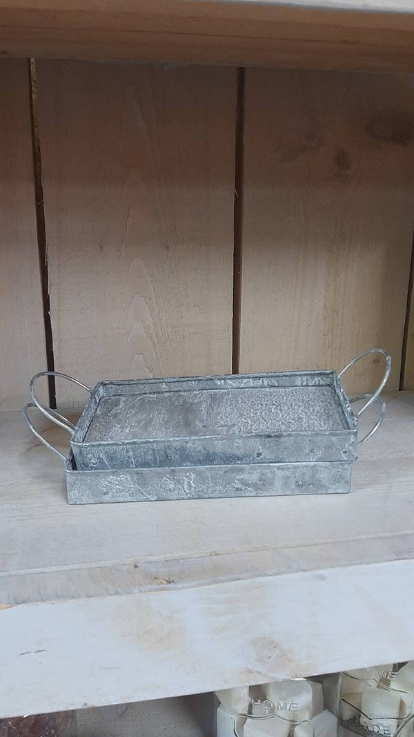 Dienblad met handvat zink 20x10cm