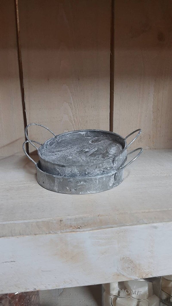 Dienblad handvat rond zink 15cm