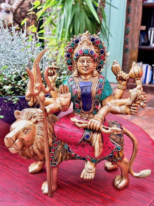 Durga beeld stonework 24 cm