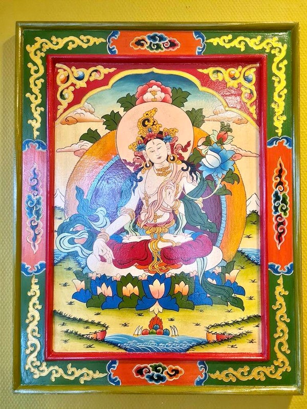 Witte Tara schilderij hout 68 cm