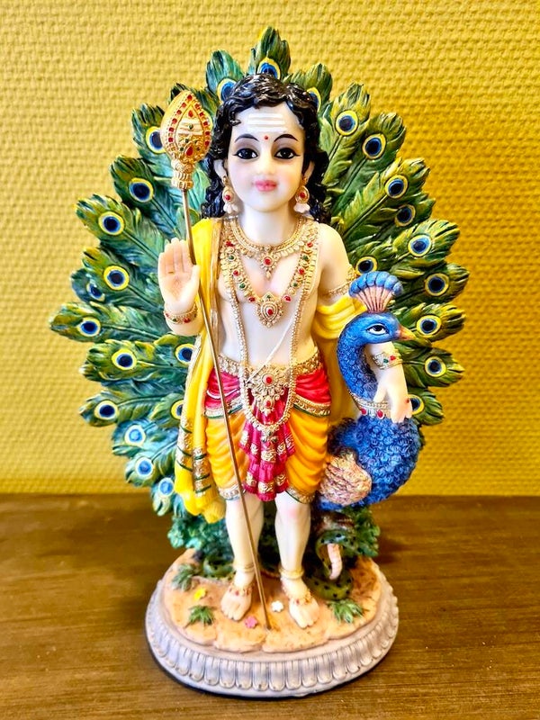 Kartikeya met pauw 29 cm