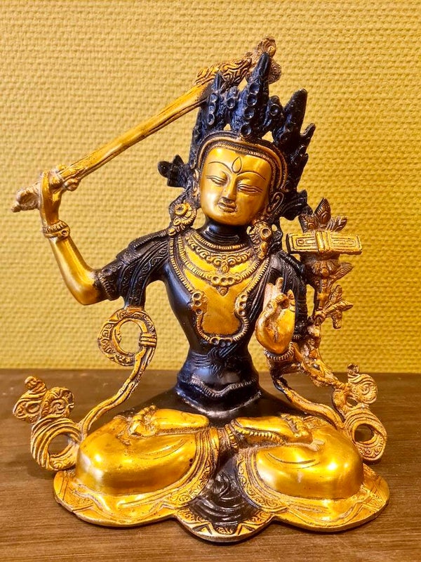 Manjushri beeld brons 26 cm