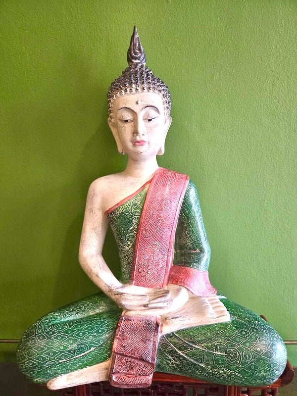 Thaise Boeddha groen zittend 42 cm